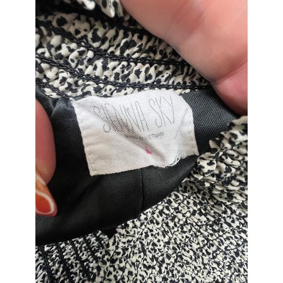 SIEANNA SKY WIDE LEG ELASTIC WAIST PANTS CREAM  BLK SPEC PATTERN WOMENS LARGE - Picture 8 of 8